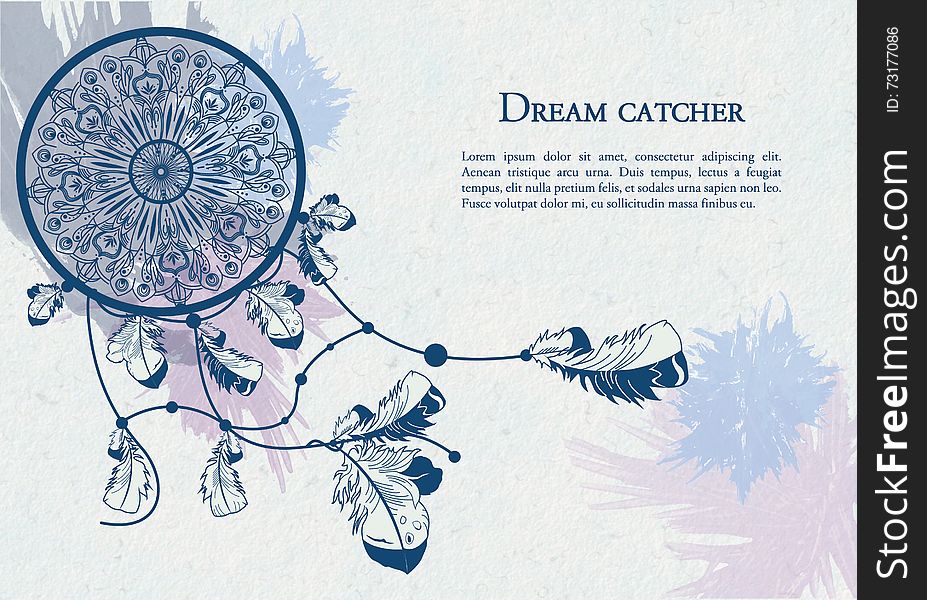 Vector illustration of a dream catcher. Vector illustration of a dream catcher.