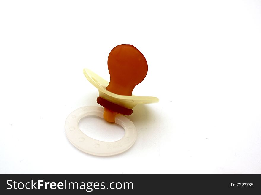 This is a pacifier of a child. This is a pacifier of a child