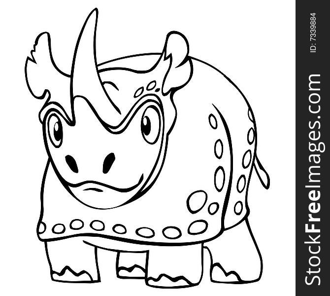 African wild rhinoceros. Vector illustration