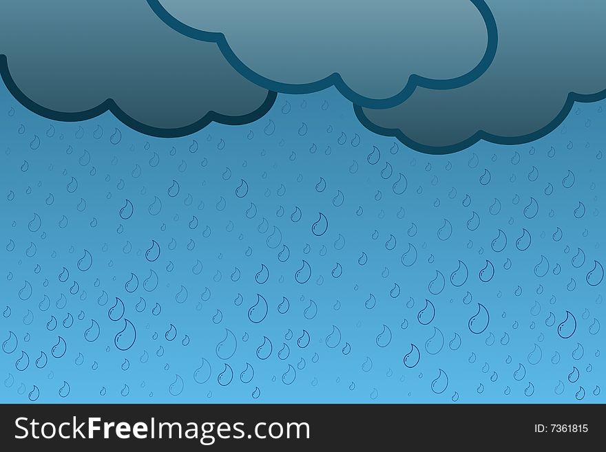 Vector illustration of raining weather