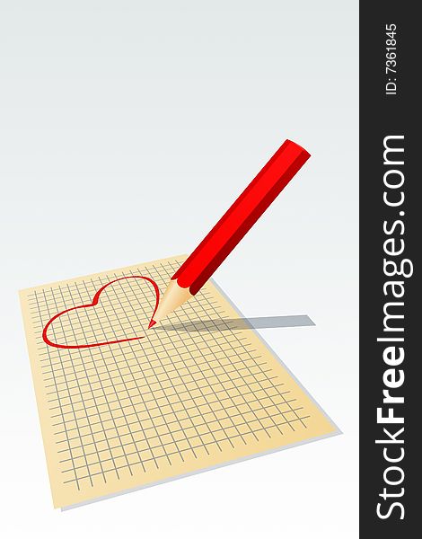 Vector illustration of Pencil Drawing Heart