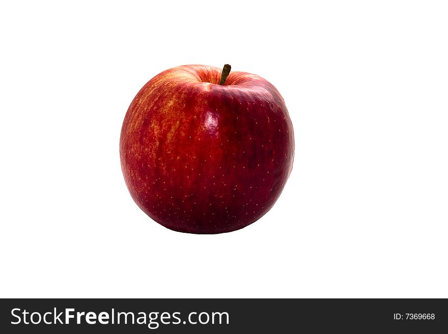 Red apple on white background. Studio lighting. Without shodow.