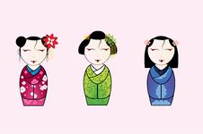 Vector Illustration Of Cute Japanese Geisha Set Royalty Free Stock Photos Vector Illustration Of Cute Japanese Geisha Set Royalty Free Stock Photos