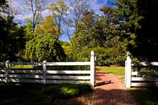 White Fence Gate Stock Photo
