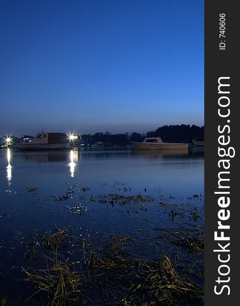 Night in boat port on Danube. Night in boat port on Danube