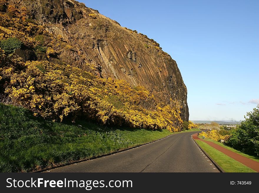 Mountain road. Holyrood park, Edinburgh (Scotland)