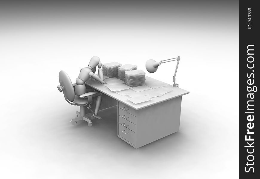 3D render showing someone overworked