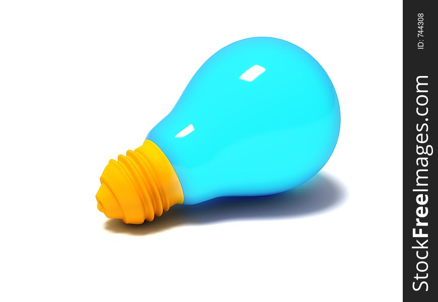 A lit plastic toy lightbulb. A lit plastic toy lightbulb