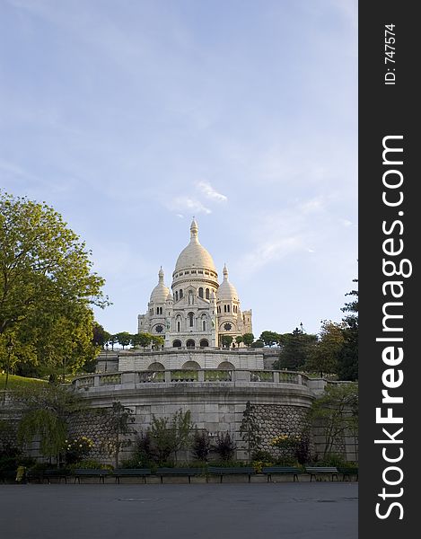 A vertical image of the Church of Sacre Coeur on Montnartre, Paris. A vertical image of the Church of Sacre Coeur on Montnartre, Paris