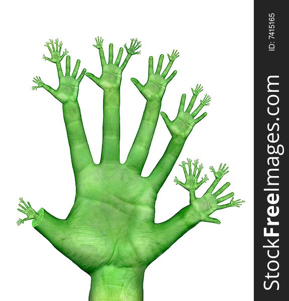 Manipulated human hand on white background. Manipulated human hand on white background