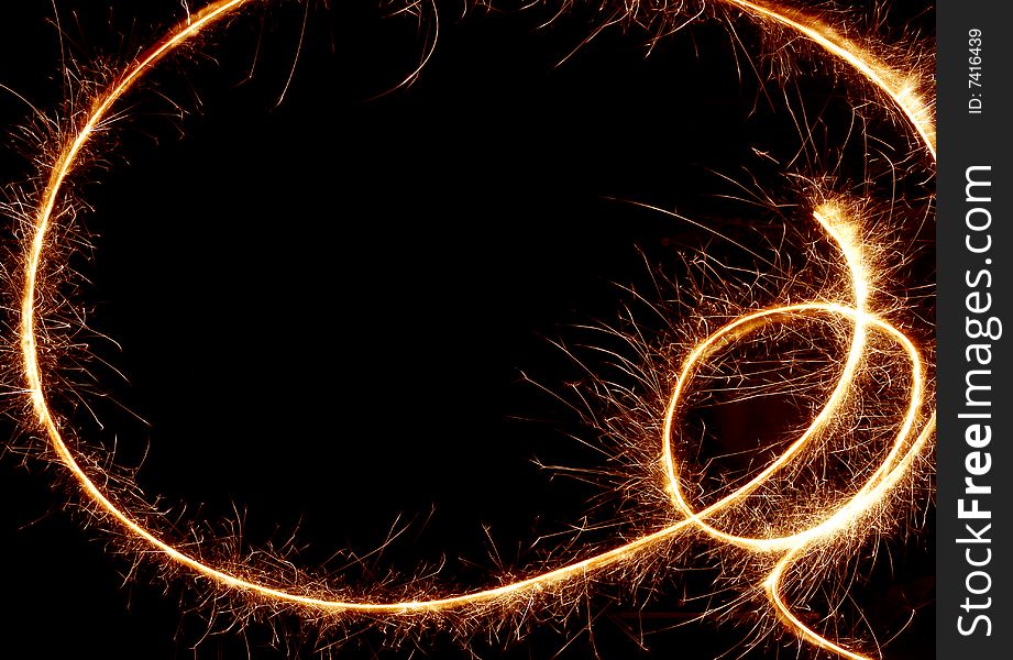 sparkler trace on a black background