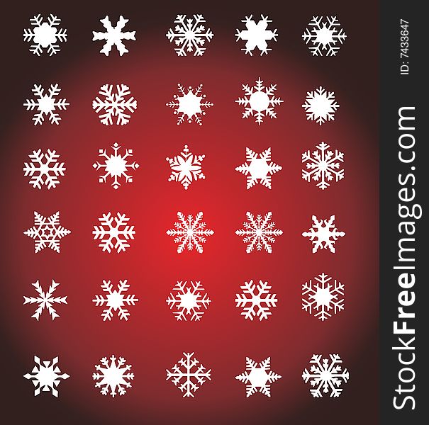 White snowflakes on red background illustration