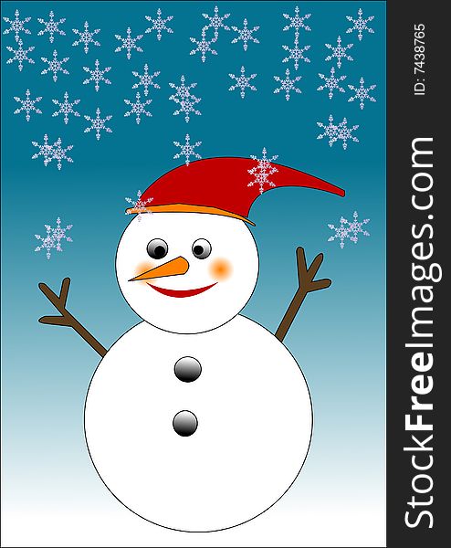 A frosty snowman and snowflakes for your winter designs