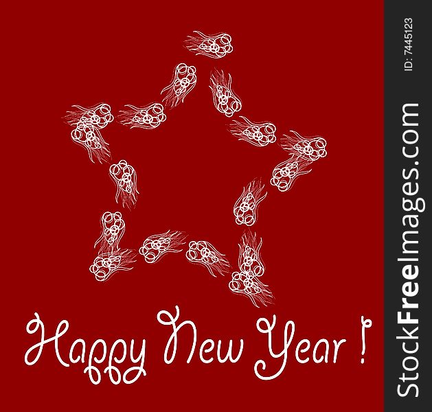 New year star with red background