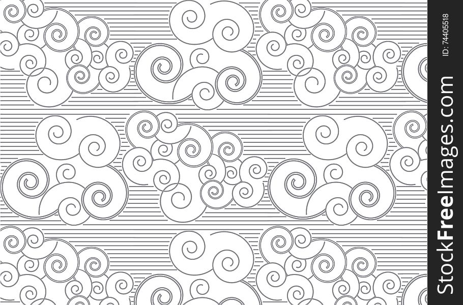 Japanese pattern with clouds