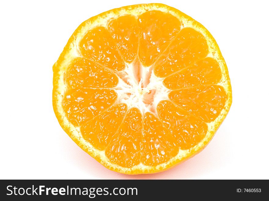 Half orange isolated on a white