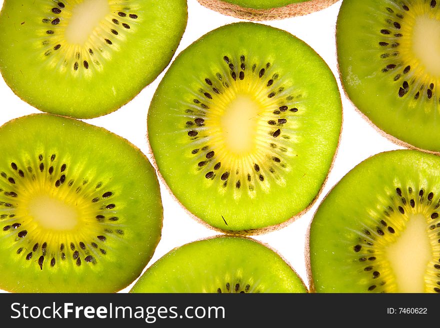 Green kiwi isolated on a white