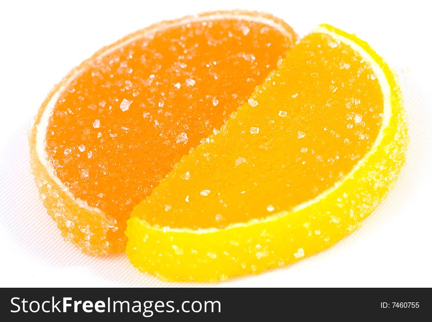 Colorful fruit candies isolated on  white background