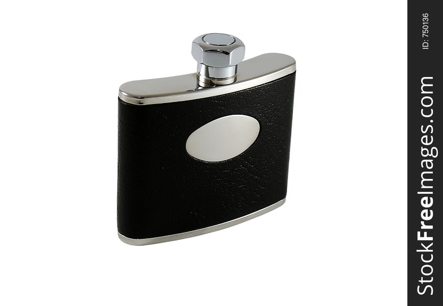 Hipflask over white with space for name,with clipping path. Hipflask over white with space for name,with clipping path