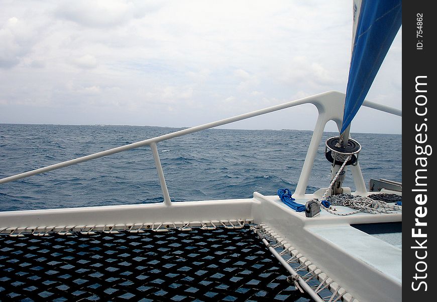 View from a catamaran out to the Carribean sea. View from a catamaran out to the Carribean sea