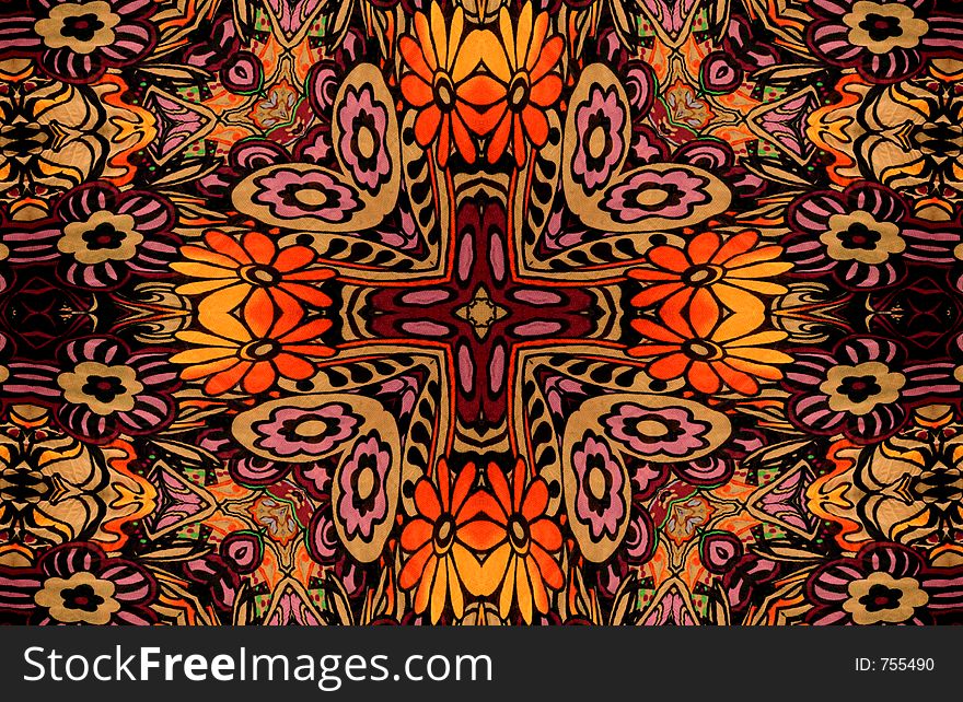Abstract Brown and Orange Floral Background