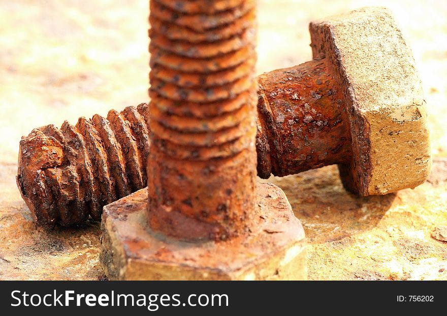 Rusty Screws. Soft focus view.