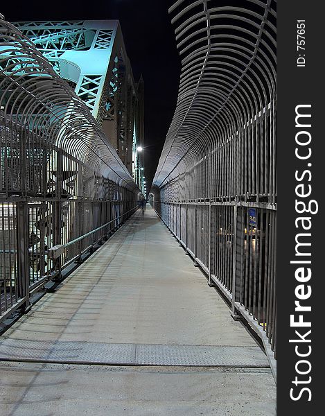 Anti-suicide fence on Jacques-Cartier bridge, Montreal, Canada. Anti-suicide fence on Jacques-Cartier bridge, Montreal, Canada.