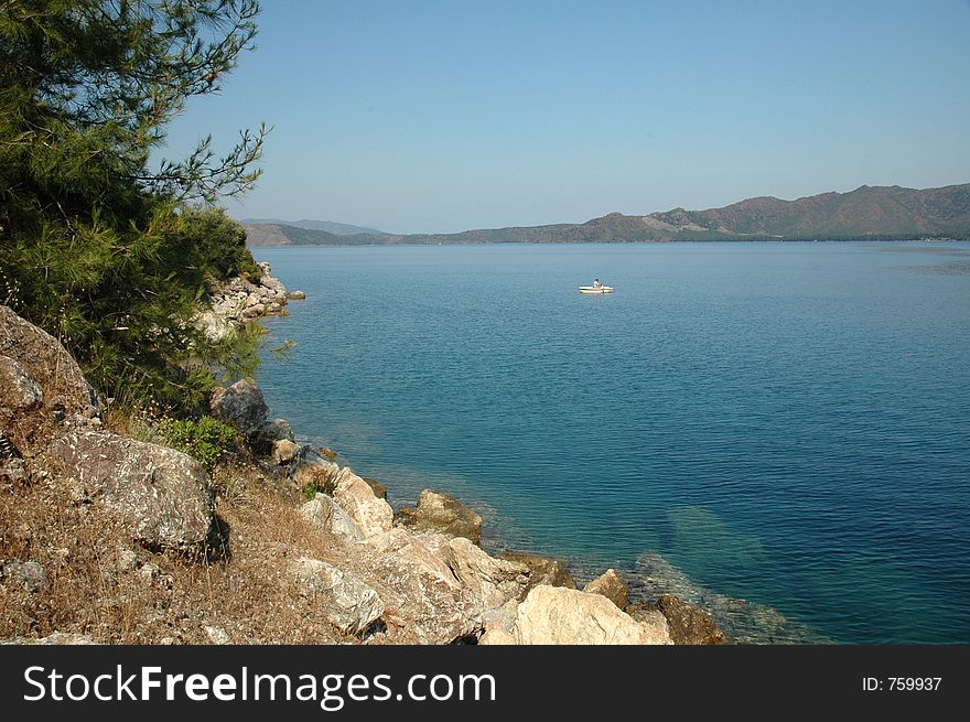 Little fishing boat in the aegean sea