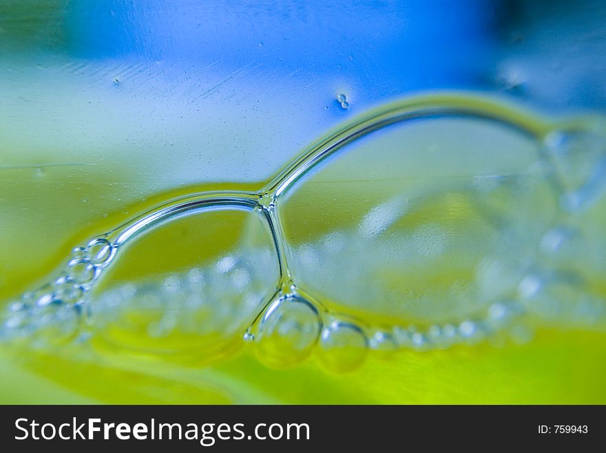 Macro of bubbles in a clear plastic bottle