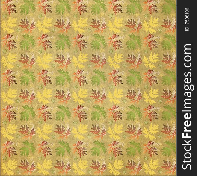 A background made from a pattern of colorful leaves. . A background made from a pattern of colorful leaves.