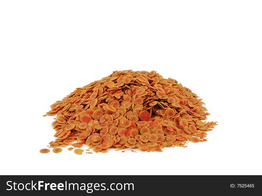 Fish food on white background. Fish food on white background