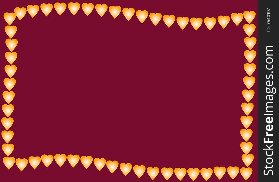 A view of a solid purplish background with a decorative border of yellow hearts or valentines. A view of a solid purplish background with a decorative border of yellow hearts or valentines.