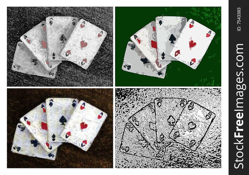 Pocker aces. Four different kinds of style and effect. Pocker aces. Four different kinds of style and effect