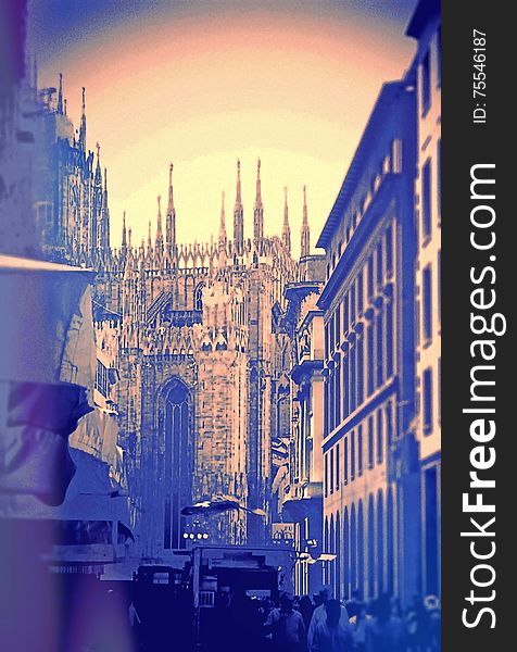 A classic, touristic view of Milano in a new vision. Duomo is the center of that color composition. A classic, touristic view of Milano in a new vision. Duomo is the center of that color composition