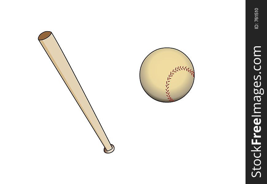 Baseball bat and ball illustration. Baseball bat and ball illustration