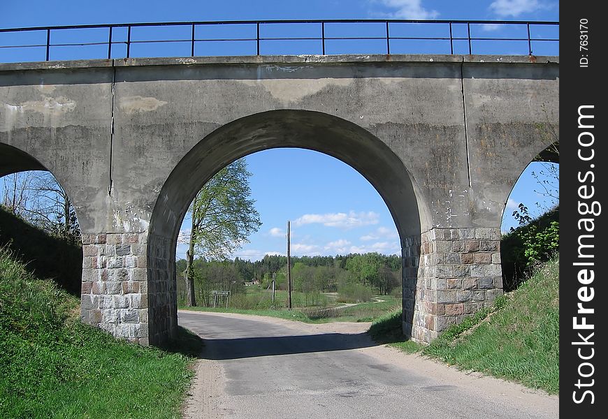 Rail bridge over road Poland. Rail bridge over road Poland