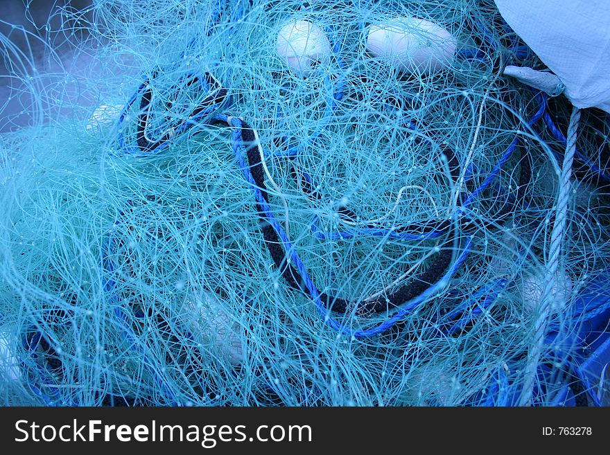 Tons of knotted fishing nets. Tons of knotted fishing nets