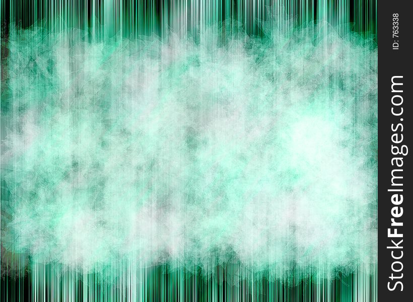 Green striped background.