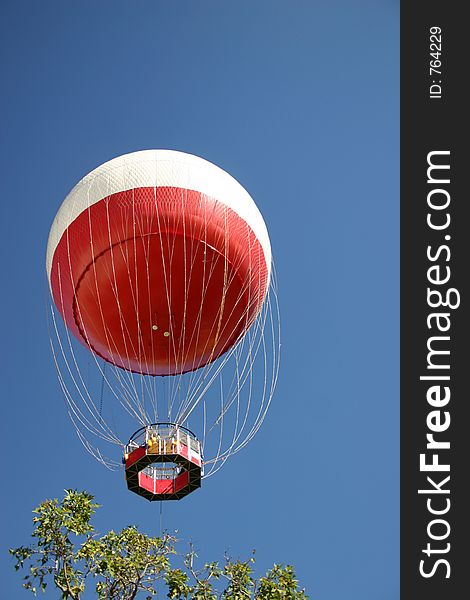 Hot air balloon with spectators