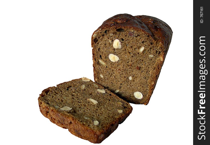 Isolated rye bread with nuts