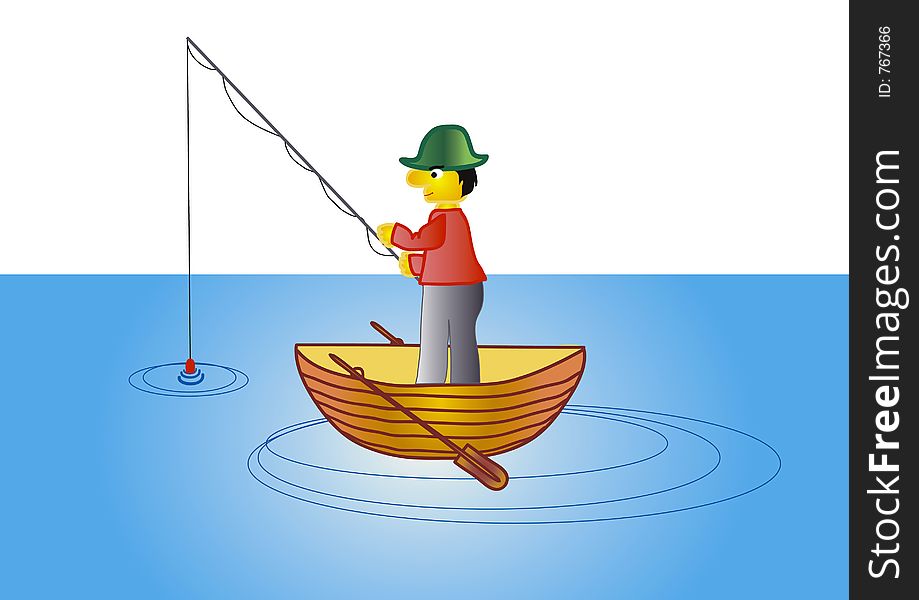 Angler in the boat - illustration