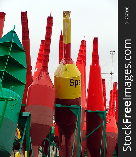 Seamarks in the harbour of the island of Norderney Germany. Seamarks in the harbour of the island of Norderney Germany