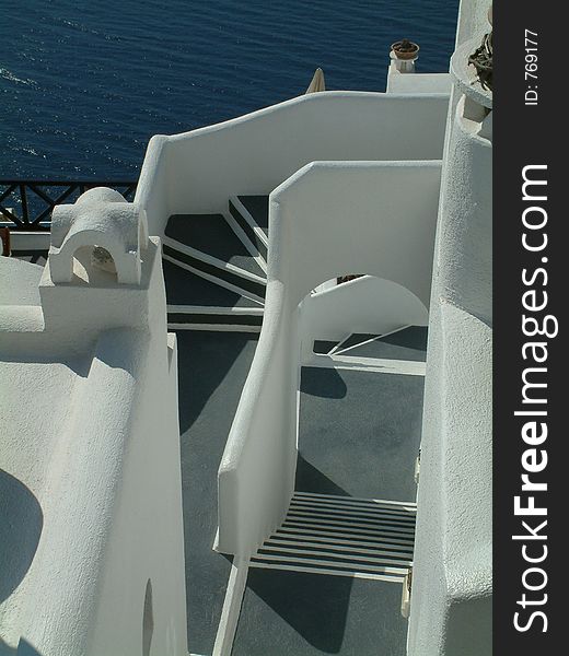 White plaster stair in greece
