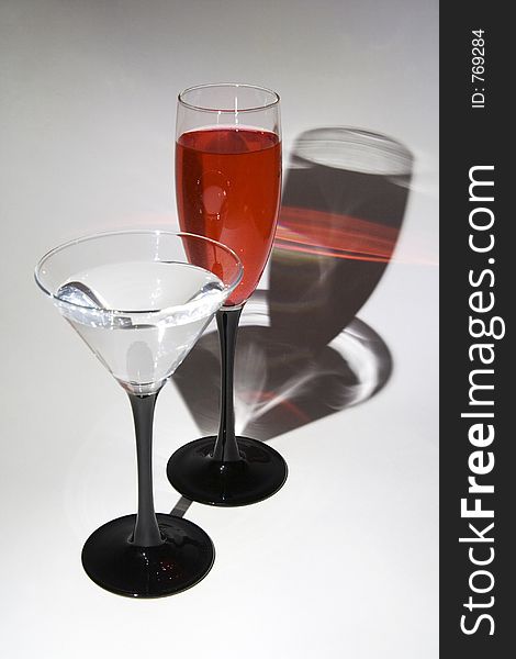 Two glasses with wine drink