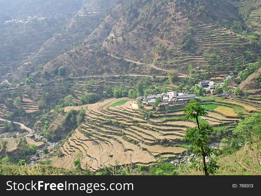 Mountain village near chamba in  himachal india