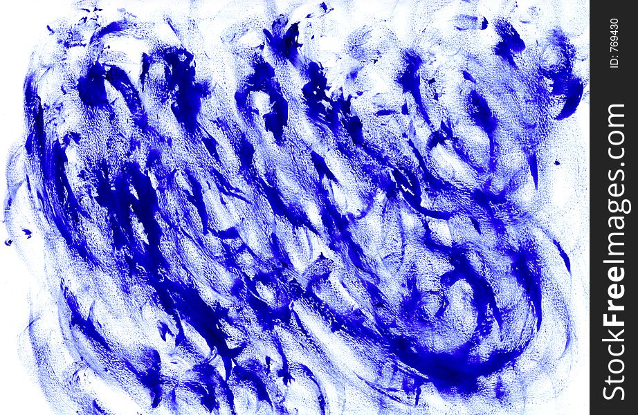 Blue on White, block printing ink smeers Hi-res scan