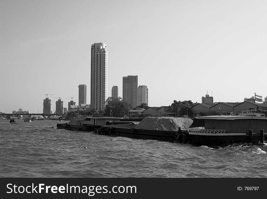 Barge on Chao Phraya River, Bangkok, Thailand. Barge on Chao Phraya River, Bangkok, Thailand