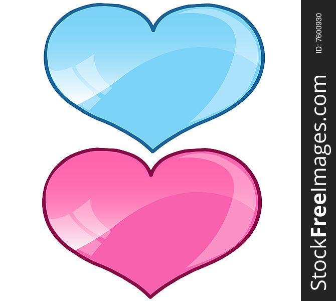 Pink and blue Hearts. Love symbol. Vector illustration. Pink and blue Hearts. Love symbol. Vector illustration