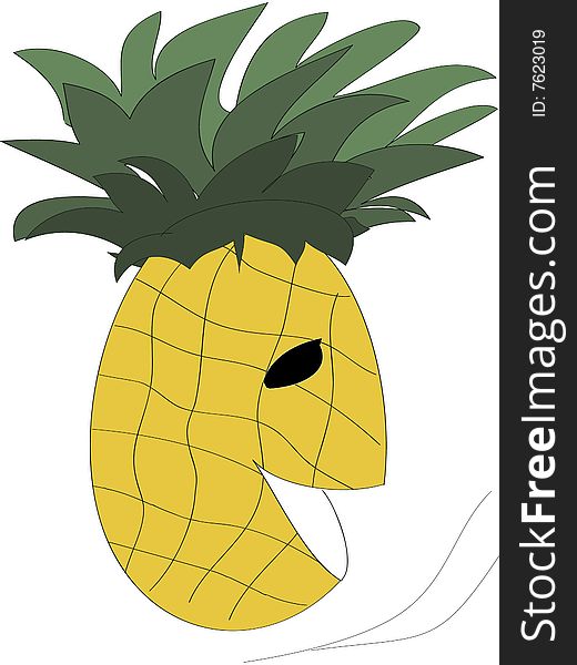 Funny illustration of yellow tropic fruit pineapple
