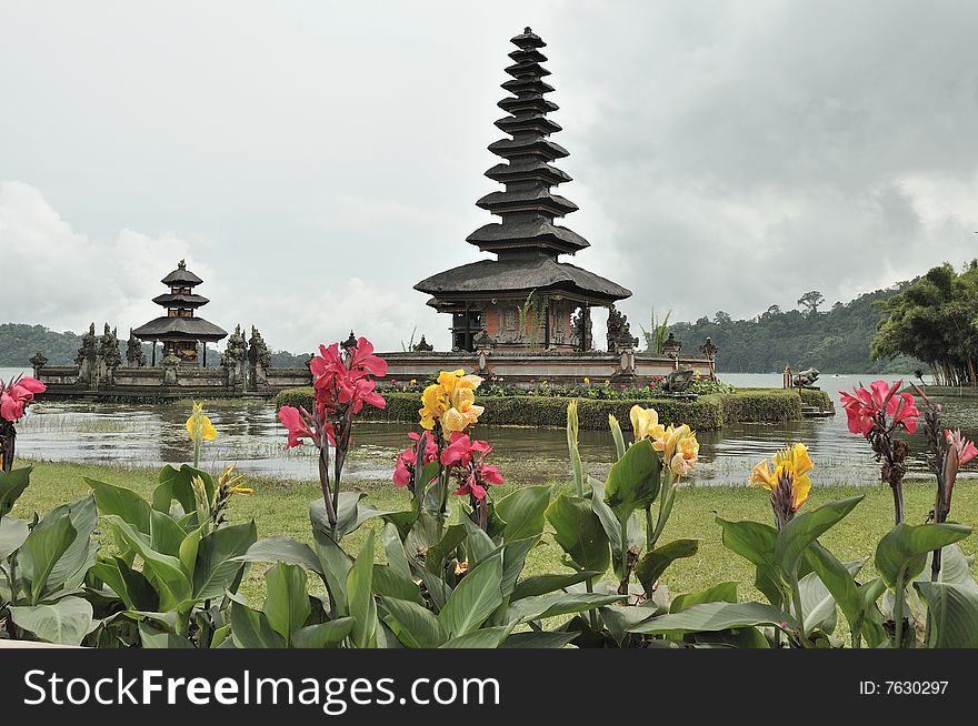 Candi Kuning means The Yellow Temple. The Hindu-Bali temple sits on the shore of Lake Bratan,Bali Indonesia